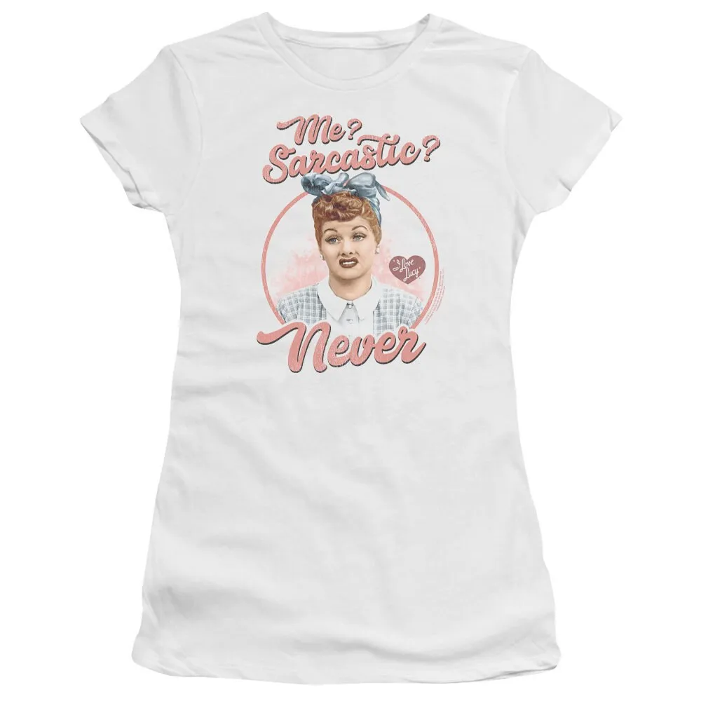 Белая футболка «Я люблю Люси меня», саркастическая никогда не женщина и юниоры