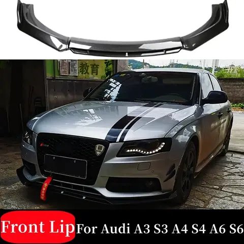 범용 프론트 범퍼 립 친 스포일러 스플리터 디퓨저 바디 키트, 아우디 A3 A4 Q3 S3 S4 S6 B6 B7 B8 B8.5 액세서리