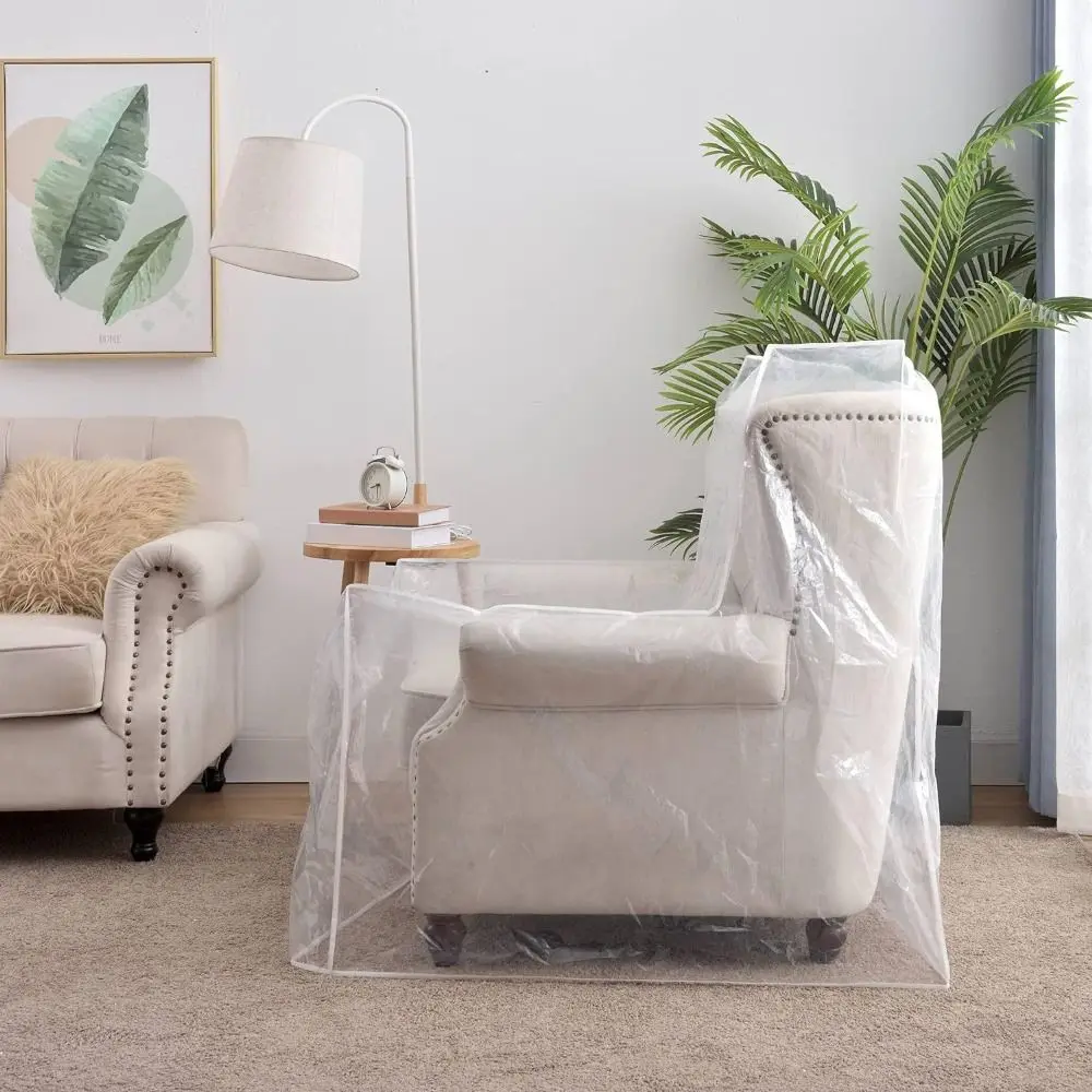 Washable Plastic Recliner Chair Cover Transparent Dustproof Sofa Slipcover Wear-resistant Anti-Scratch Couch Cover Living Room
