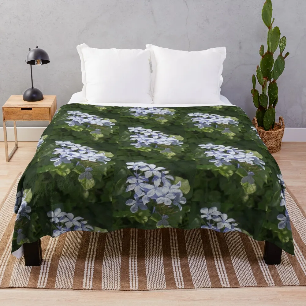 Blue Plumbago Flowering Shrub Throw Blanket Thermals For Travel Polar Decorative Sofa Blankets For Bed Blankets