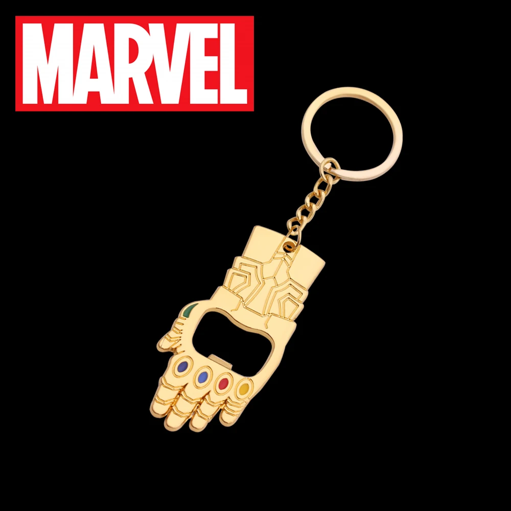 Marvel The Avengers Superhero Keychain Thanos Infinity Gauntlet Style Multifunctional Keyring Portable Bottle Opener Fun Gifts