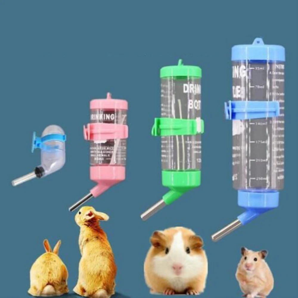 80ml/125ml/250ml Pets Hamster Water Drinking Bottle Plastic Golden Hamster Rabbit Small Pet Dispenser Cage Hangable Water Bottle