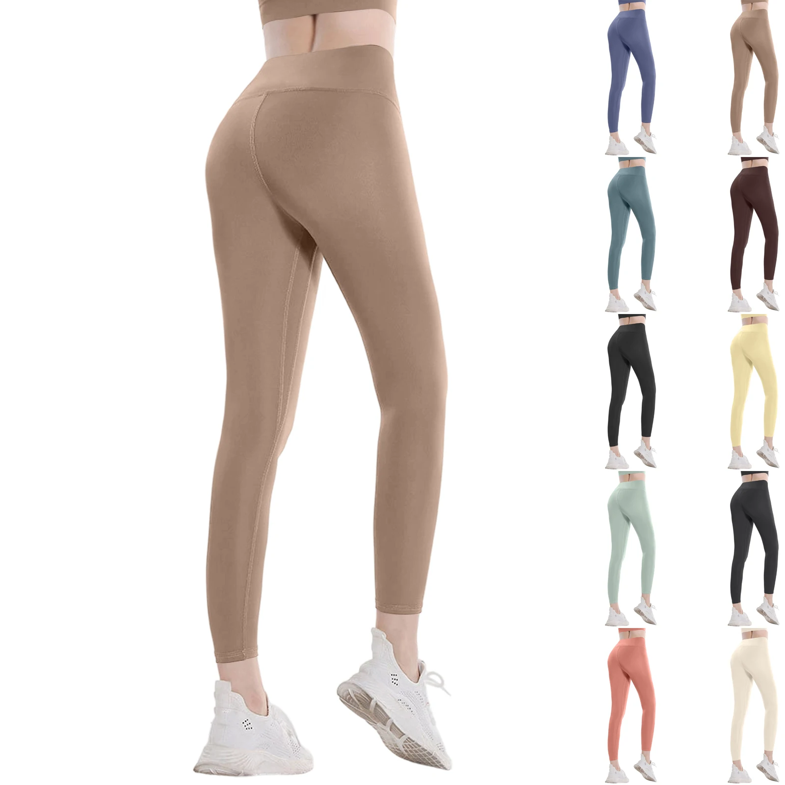 

Ladies Casual High-Waisted Leggings Women Fashion Solid Color Sport Pants Female Quick-Dry Yoga Pants Butt-Lifting Running Pants