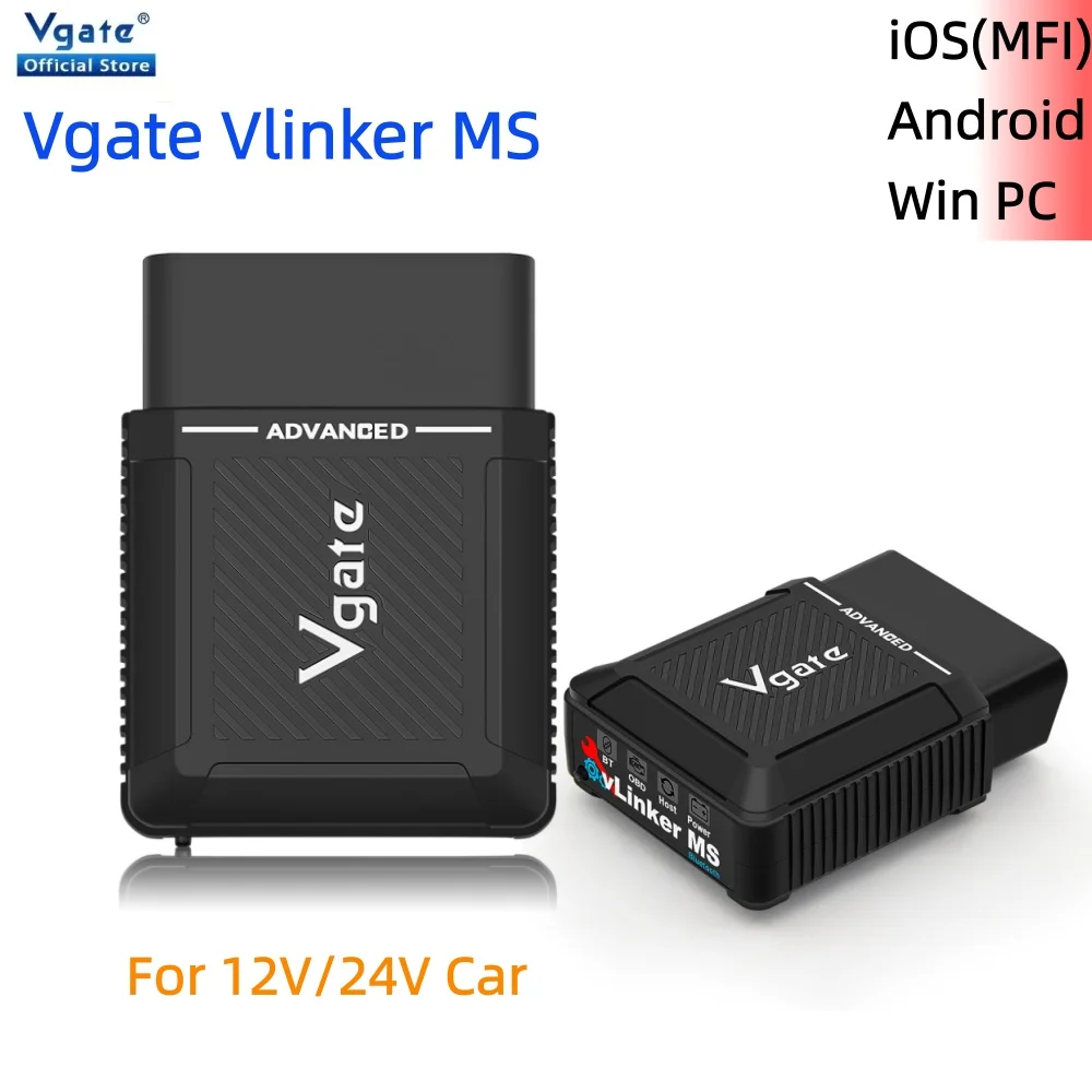 Vgate VLinker MS Bluetooth V2.3 Advanced OBD Scanner OBD2 Car Diagnostic Tool OBD Code Reader pk ELM327 V1.5 for IOS/Android/PC
