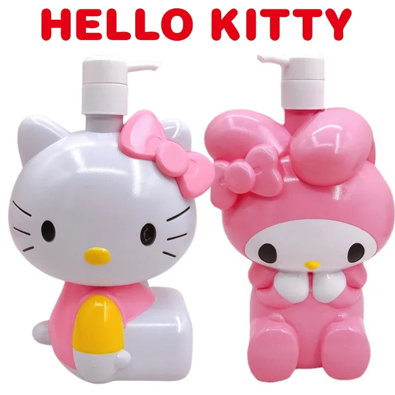 Sanrio Hello Kitty Şişeleri Sıvı Sabun Seyahat Dağıtıcı Şişe Büyük Kapasiteli Boş Pres Tipi Şampuan Vücut Yıkama Losyonu Şişesi