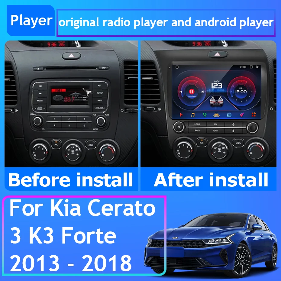 Car Radio Carplay For Kia Cerato 3 K3 Forte 2013 - 2018 GPS Navigation Multimedia Player Android Auto Stereo 5G Wifi No 2din DVD