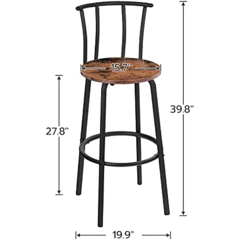 Bar Stools with Back,Bar Stools Set of 2,27.8 Inch Counter Height bar stools,Breakfast Bar Chairs,Solid and Stable,Easy Assembly