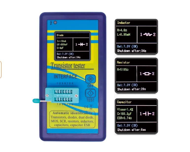 ESR M328 Transistortester mit Farbbildschirm Grafikanzeige M328 Transistormessgerät: Widerstandsmessgerät, Induktivitätsmessgerät, Kapazität