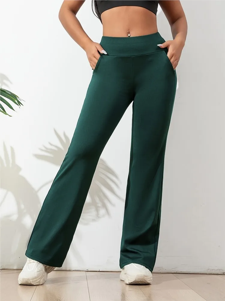 Woman's Leisure Comfort Sports Trousers Spring Autumn Fashion Solid Color High Waist Straight-leg Pants Lady Fitness Yoga Pants