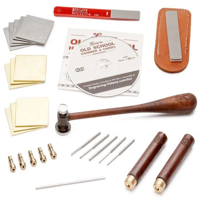 GRS Sam Alfano Hammer & Chisel Complete Kit Glensteel Gravers Diamond Sharpeners Tools for Beginner Engravers & Jewelers