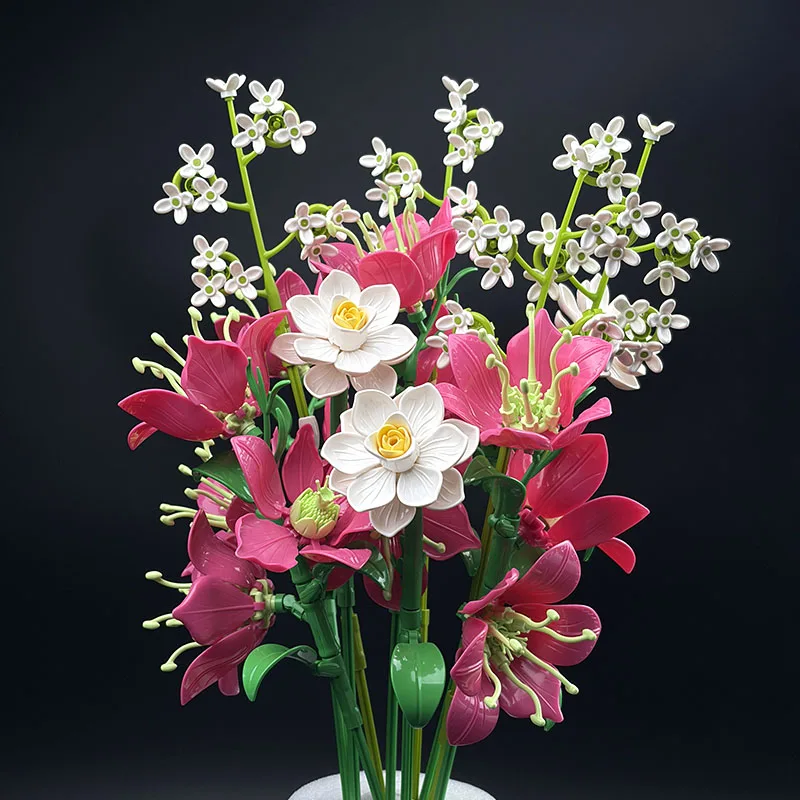 Grand bouquet de lys roses en briques