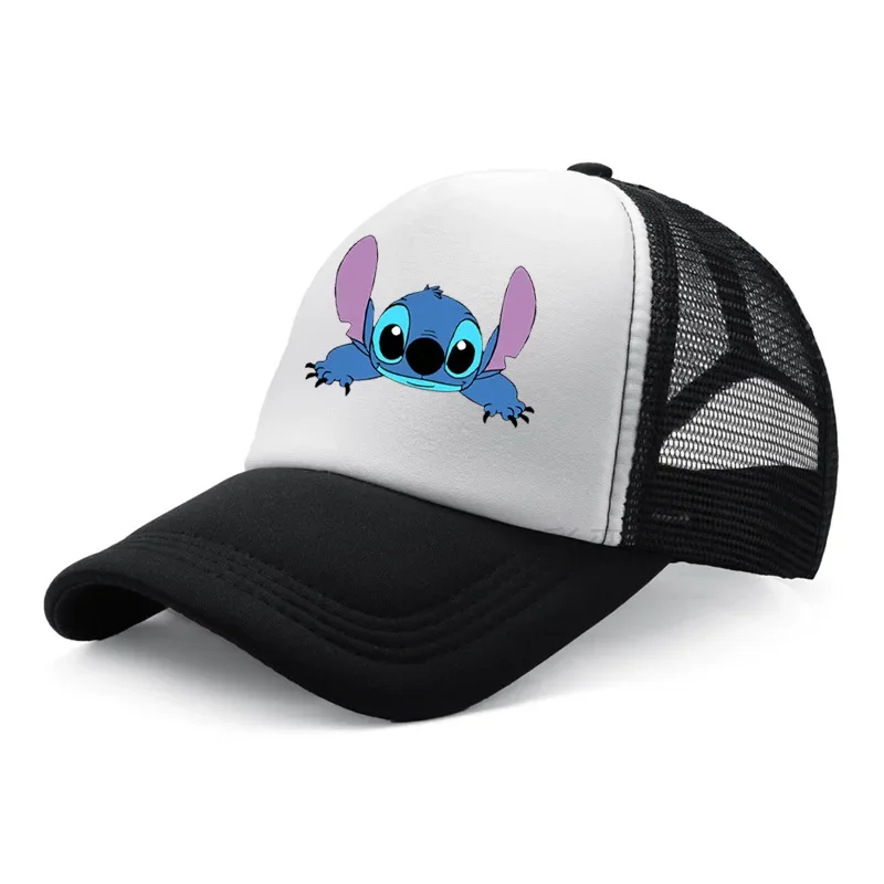 Stitch Hat Print Cartoon Peaked Hat Summer Travel Sun Hat Men\'s and Women\'s Fashion Mesh Hat Boys Girls Anime Kawaii Cartoon