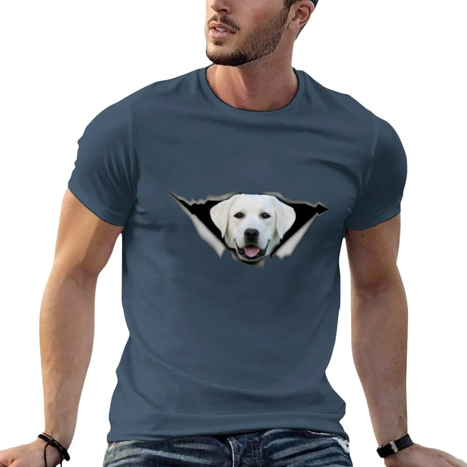 

White Labrador Sticker T-shirt plain shirts graphic tees summer clothes sweat shirts, men