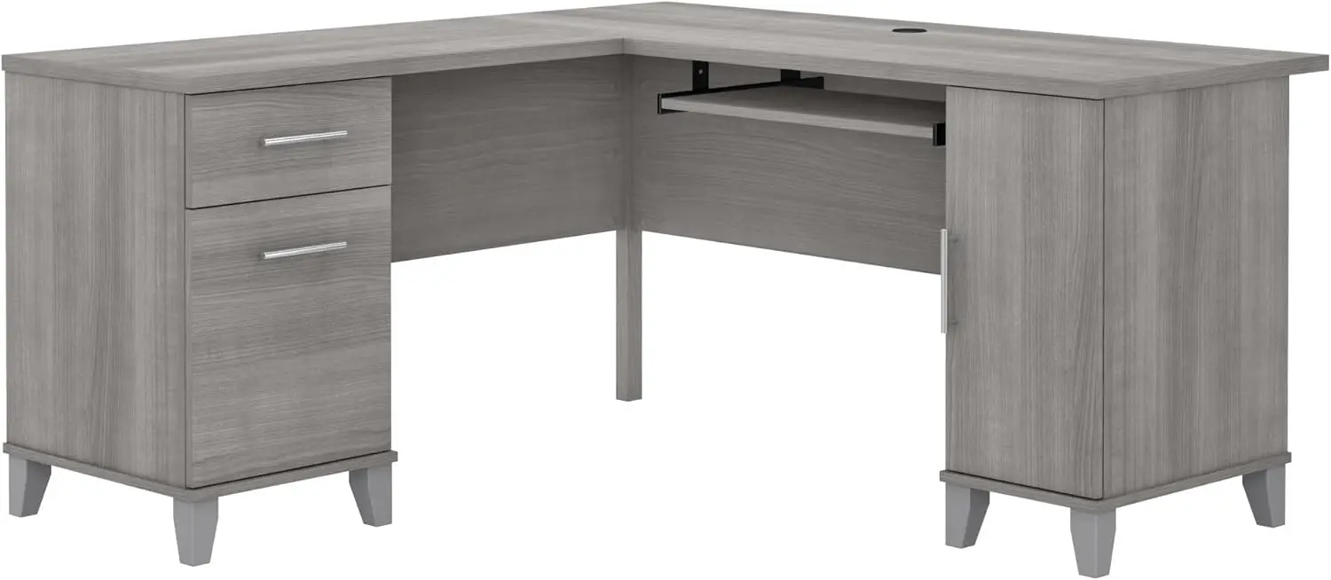 

Somerset 60W L Shaped Desk with Storage in Platinum Gray