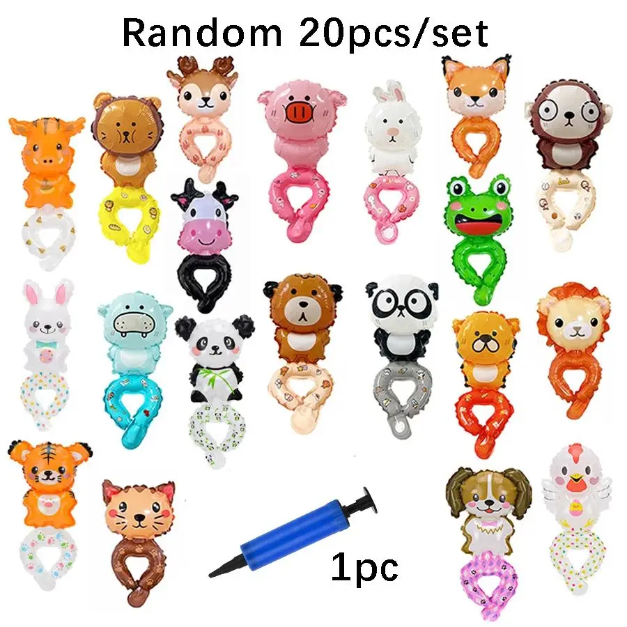 10/20Pcs Cute Wrist Balloon for Birthday Party Decoration Rabbit Bear Cartoon Animal Balloon Pink Children's Toys Baby Shower