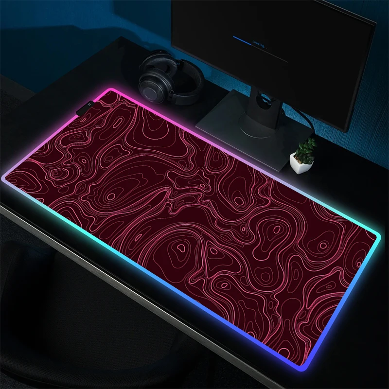 Eenvoudige Lijn Muismat Rgb Vergrendeling Rand Muismat Grote Gaming Muismat Gamer Hd Print Toetsenbordpad Led Game Antislip Accessoires