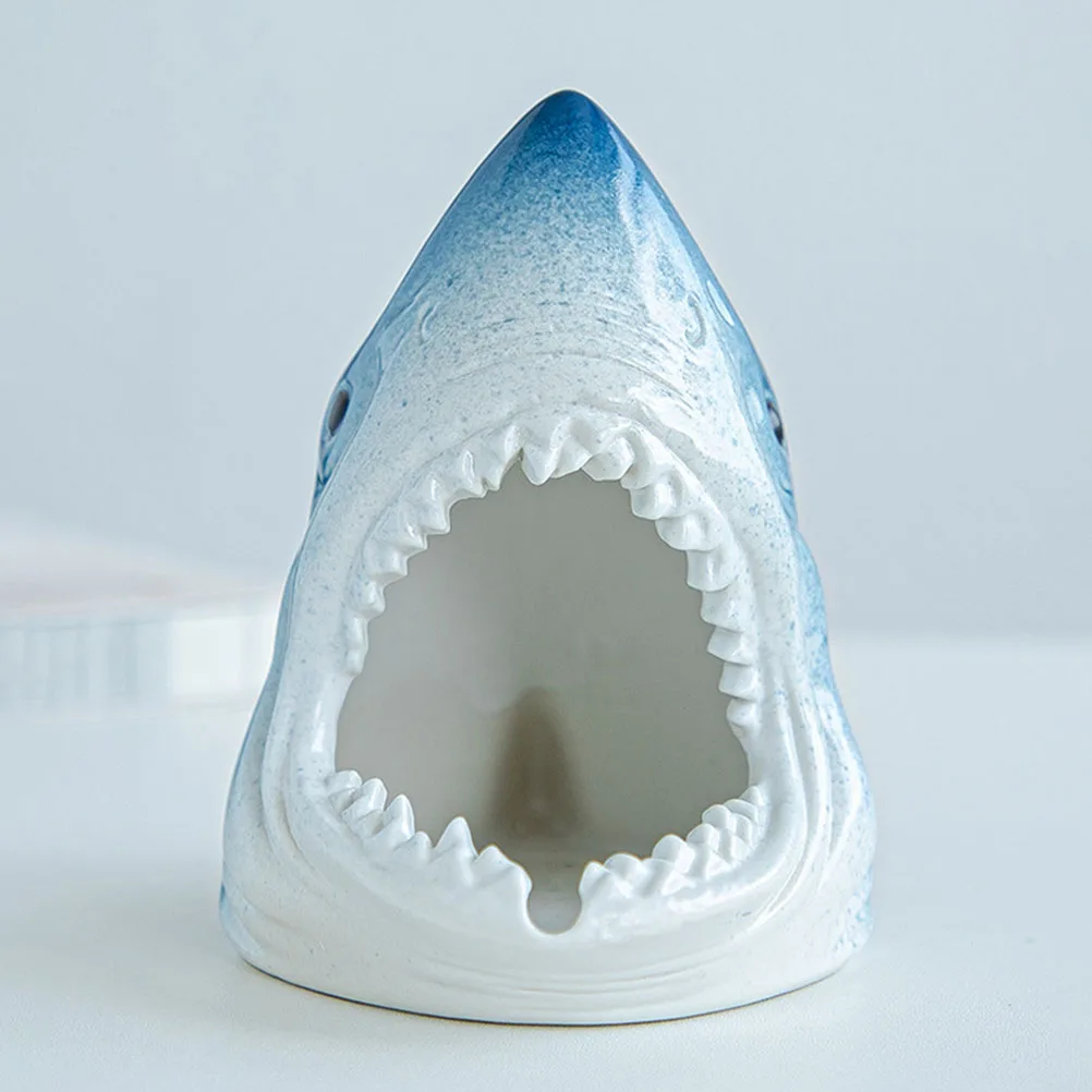 

Ceramic Shark Head Statue Fish Tank Decor for Aquarium Landscaping Realistic 3D Shark Cave Ornament Shelter Simulation