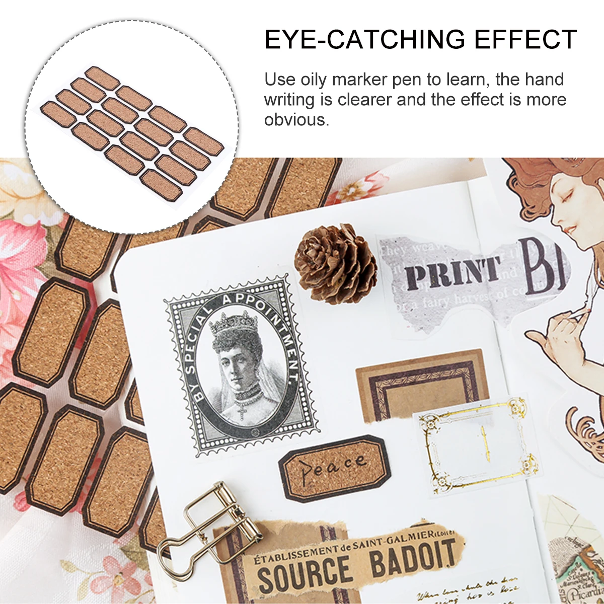 

2 Pcs Printable Wood Grain Label Office Gift Tags Name Wooden Sticky Handwritten Stickers