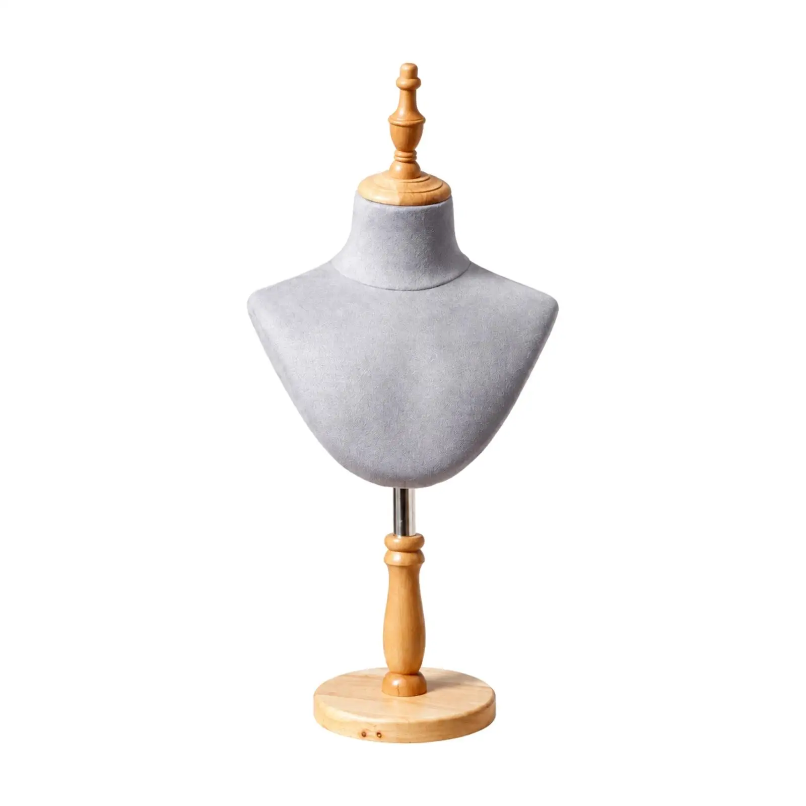 Adjustable Necklace Display Bust Sturdy Textile-Covered Jewelry Display Bust Desktop Necklace Mannequin Stand Tabletop Stable