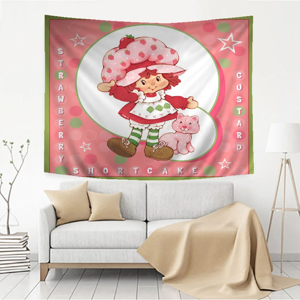 S-Strawberry-shortcakeS girl Chart Tapestry for Living Room Home Dorm Decor Art Home Decor