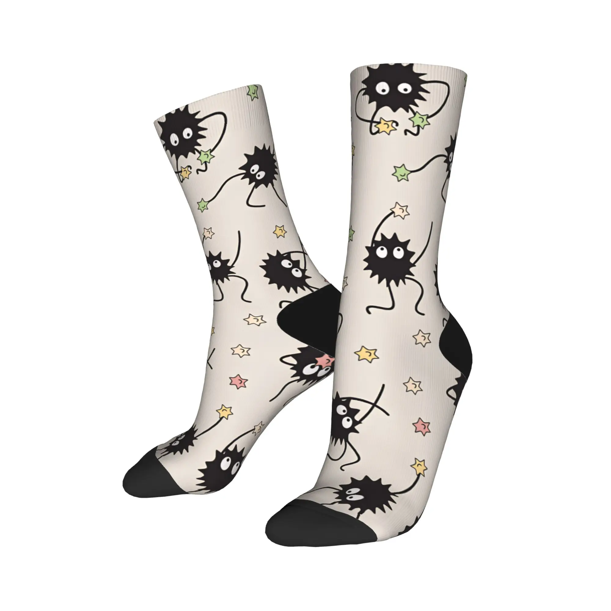 Soot Sprites M-Mononoked Stockings  Pattern Gothic Socks Winter Anti Sweat Socks Adults Men Cycling Soft Socks