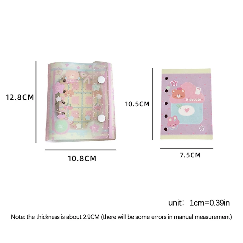 Cute Cartoon Transparent Loose-leaf Hand Book Folder Binder Book Mini Notebook Student Portable Ring Binder Przybory szkolne
