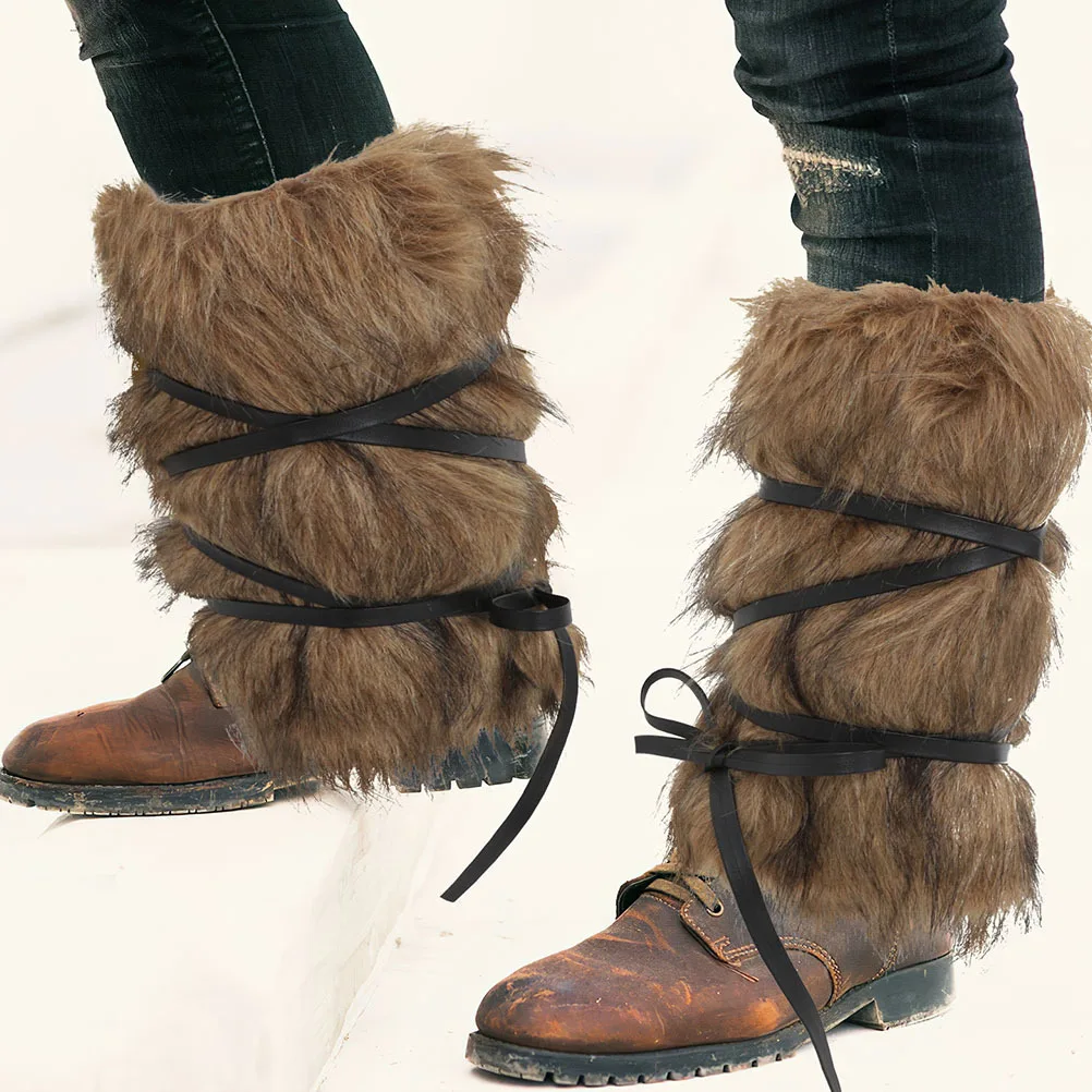2 uds Bindai Legtaos estilo vikingo envolturas de pierna Retro accesorios de disfraz cálidos ajustables para hombres mujeres fiesta Medieval Rave invierno