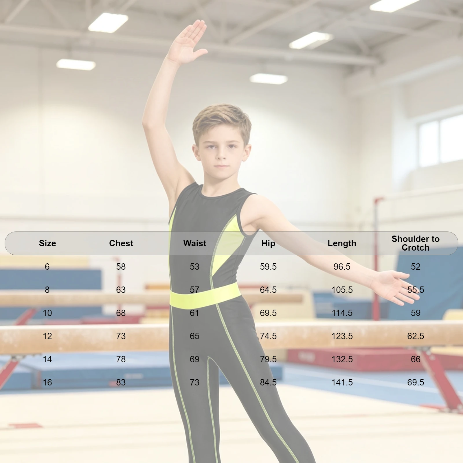 Ärmelloses Gymnastik-Unitard für Jungen, Kinder-Trainingsanzug, dehnbarer Leotard, Tanz-Trainings-Jumpsuit, Ballett-Tanz-Wettkampfkleidung – Detail 1