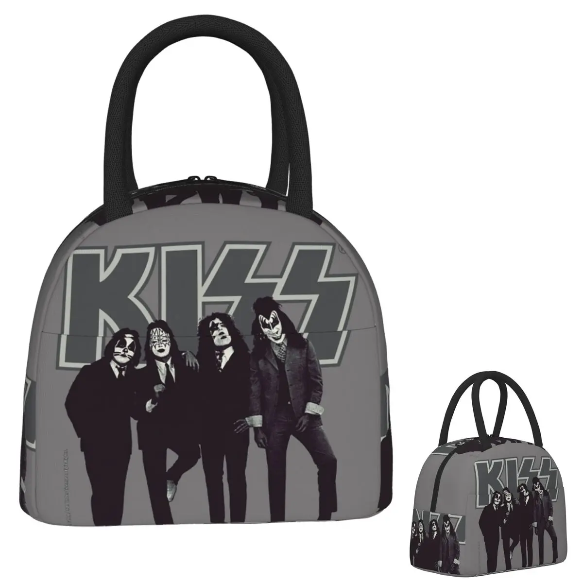 

Kiss Rock Band Retor Сумки для обеда Изолированная коробка для бенто Водонепроницаемая сумка для обеда Многоразовые сумки для пикника Сумка-холодильник для женщин и девочек Офис