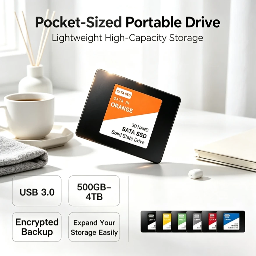 Portable External 013 SSD High Speed Large Capacity Storage Orange / Pink / Black SATA External Solid State Drive For Laptop