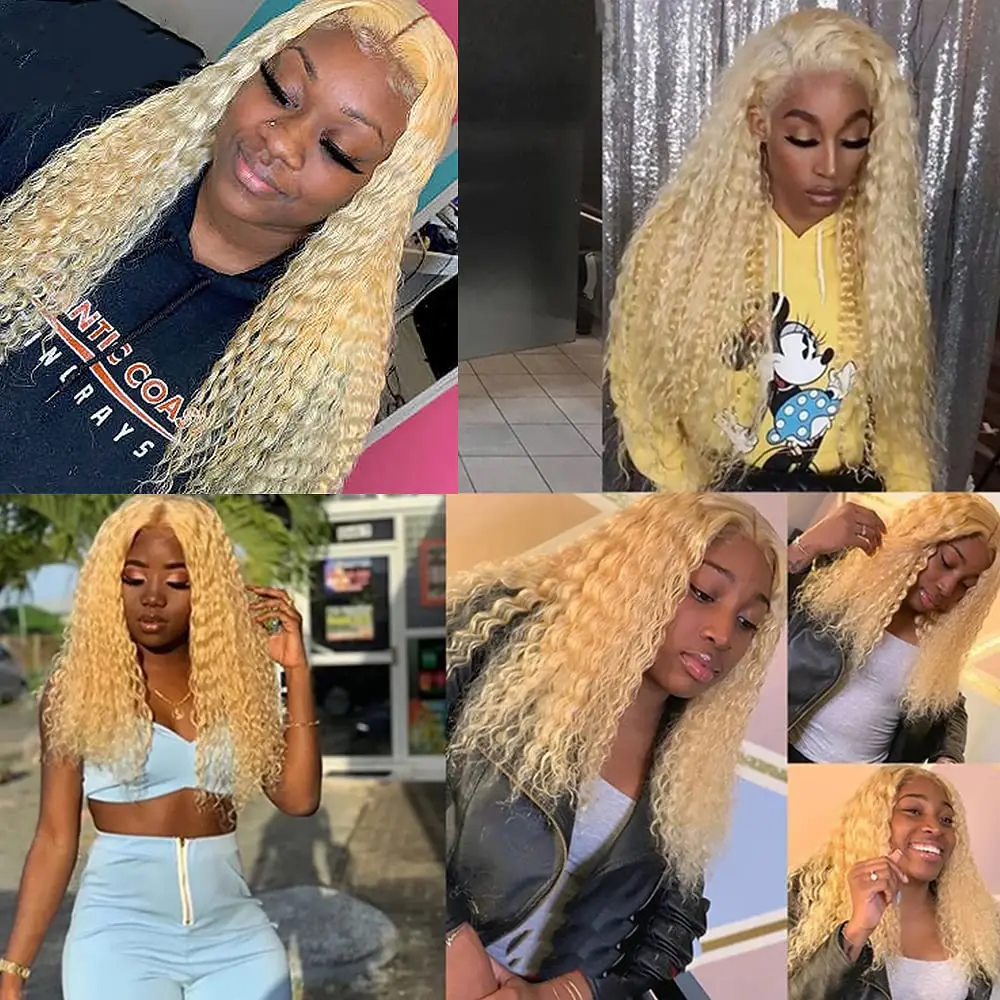 Kinky Straight Blonde 613 100% Human Hair Bundles  Afro Blonde Kinky Curly Brazilian Remy Human Hair Extension 8-26Inch