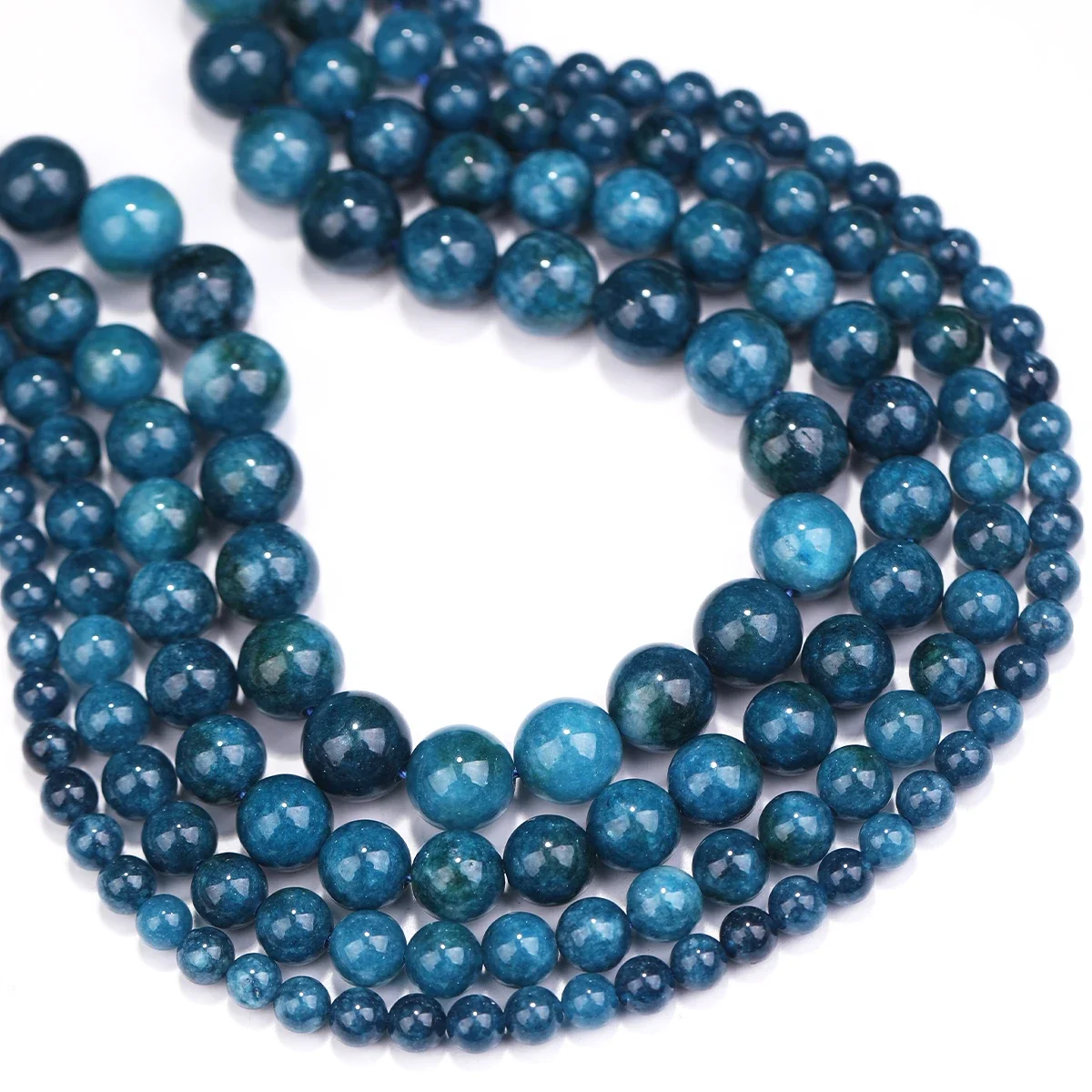 Blue Apatite Jasper Stone Beads 6/8/10/12mm Round Gem Bead for DIY Bracelet Charms Jewelry Making 1 Strip