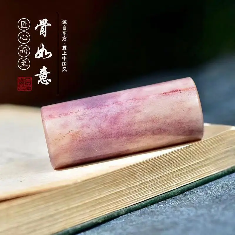 Natural camel leg cylindrical handle piece, hand- polished, raw material for finger and rings, bone