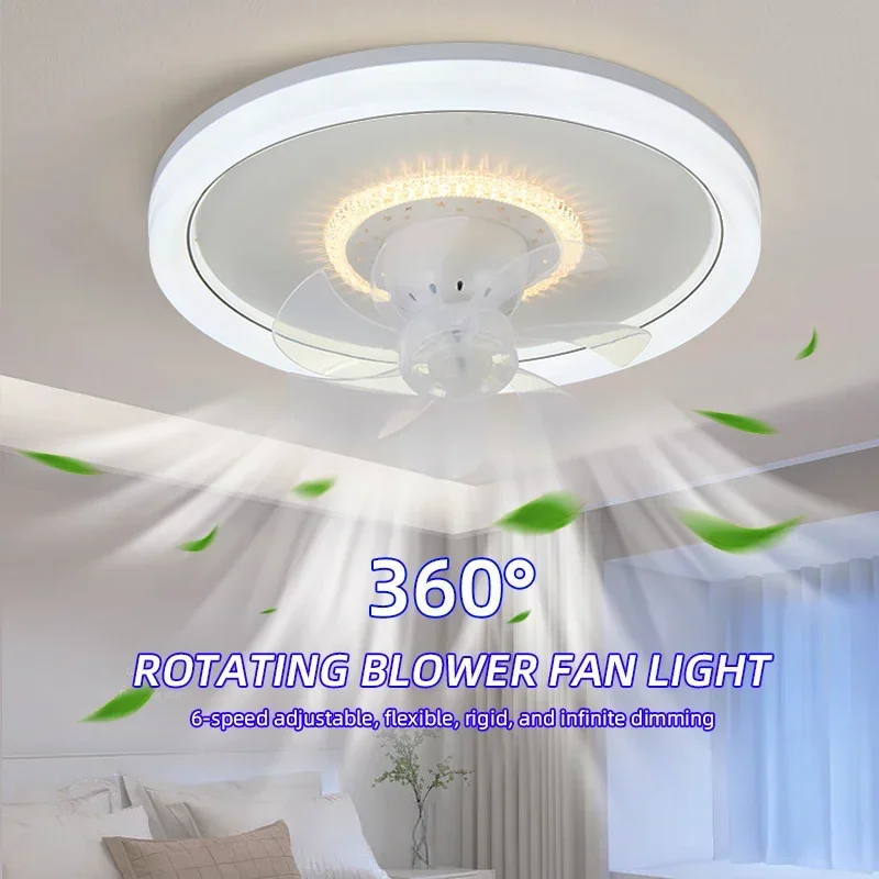 Ceiling Fan with 360 ° Rotating Swing, Equipped with Lights, LED Dimming Ceiling Fan, with Remote Control, Suitable for Bedrooms