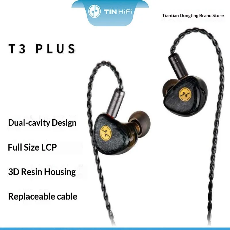 TINHIFI T3 Plus Wired HiFi In-Ear Earphones 10mm LCP Dynamic Driver 0.78mm 2Pin Detachable Cable For Gifts