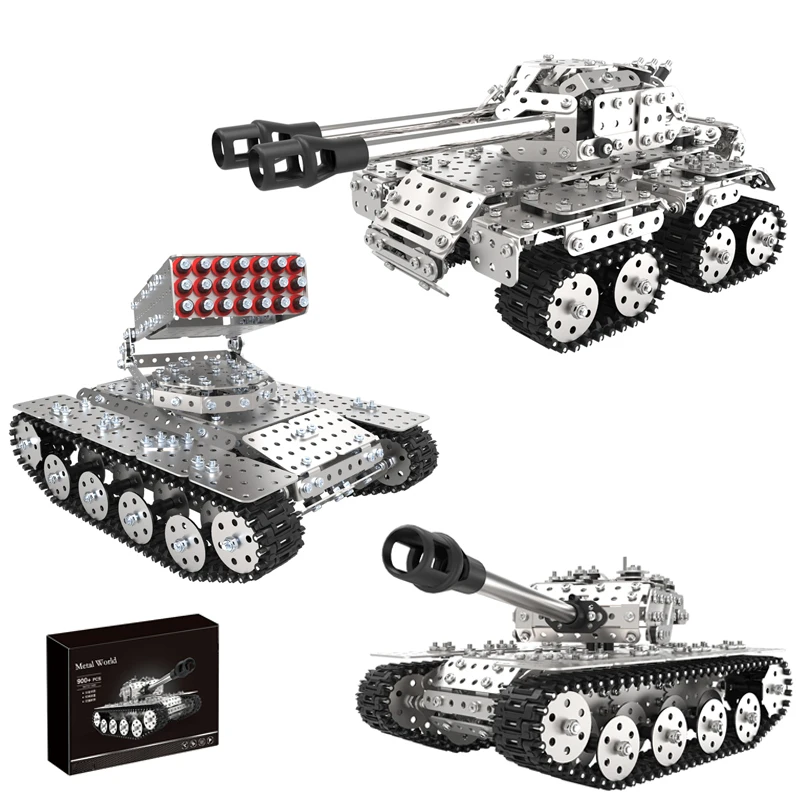 

High difficulty metal building block screw nut assembly main battle tank model rocket launcher children's birthday gift toy