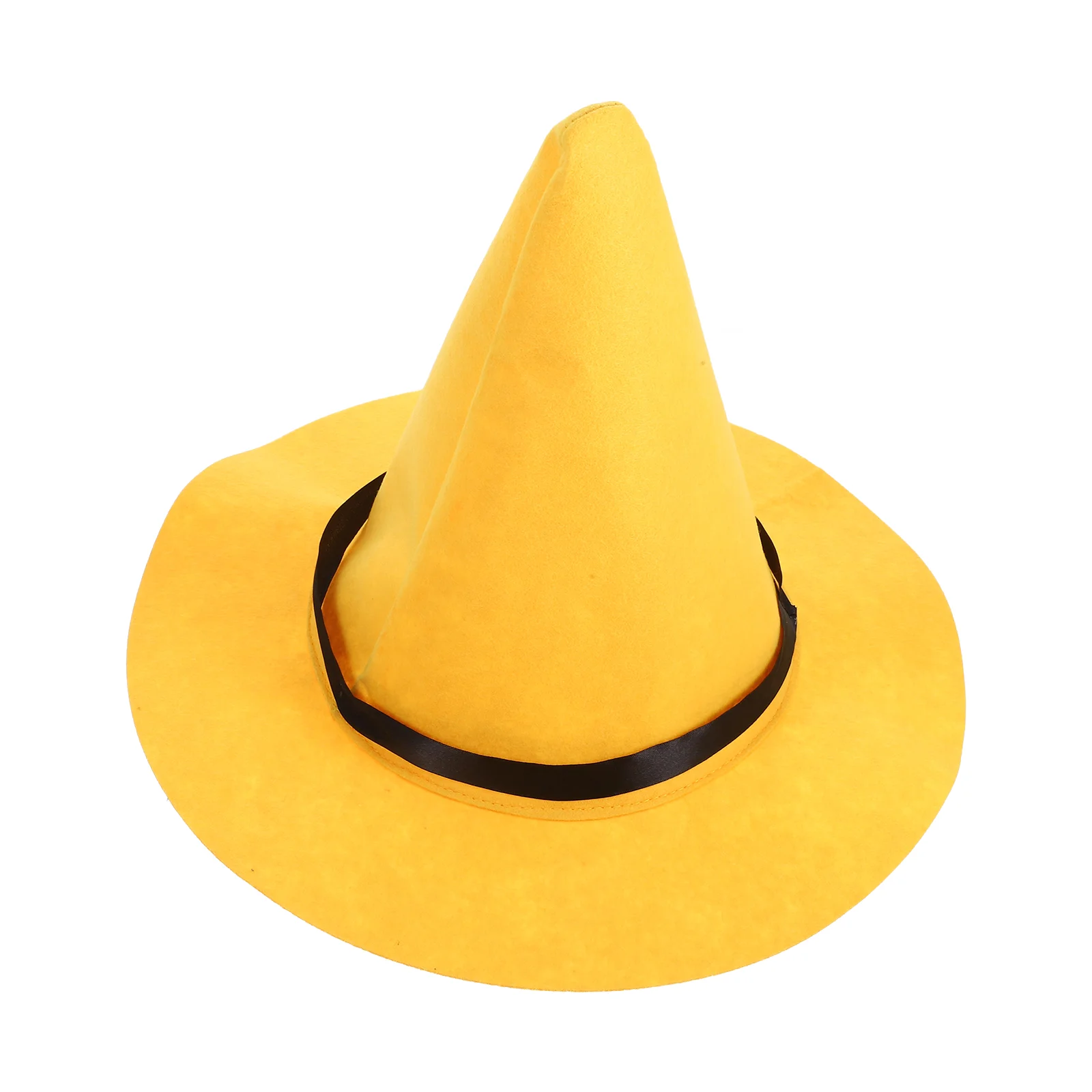 Large Brim Witch Hat Halloween Costumes Cosplay Ornament Party Yellow Felt Cloth