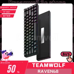 Teamwolf Raven68 przełącznik magnetyczny klawiatura dla graczy przewodowa 68 klawiszy klawiatury mechaniczne szybki spust wymiana podczas pracy Rgb Fps klawiatura do gier