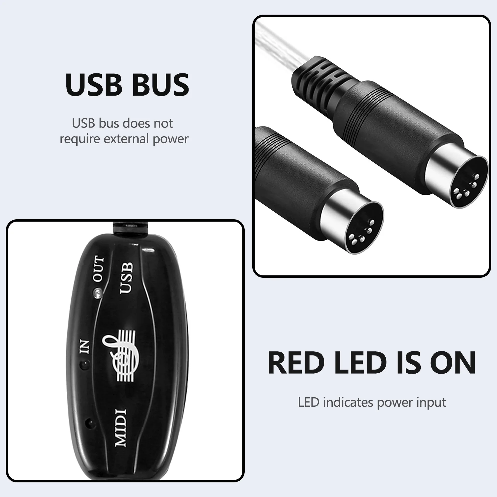 New!!USB IN-OUT MIDI Cable Converter PC To Music Keyboard Adapter Cord