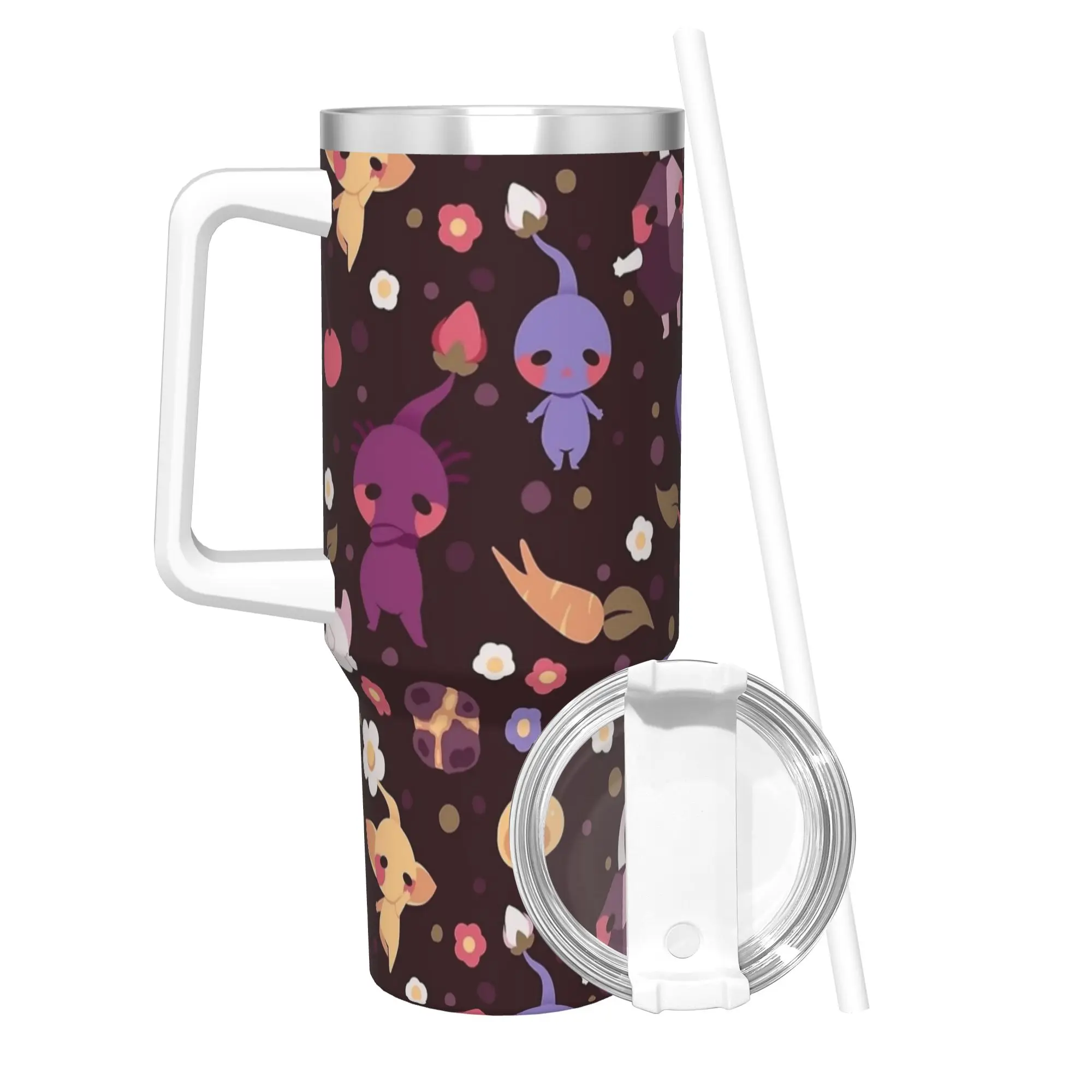 

Стакан из нержавеющей стали, милая термокружка Pikmin с героями мультфильмов, сохраняющая тепло, холодный и горячий автомобиль, кружки, пляжная бутылка для воды