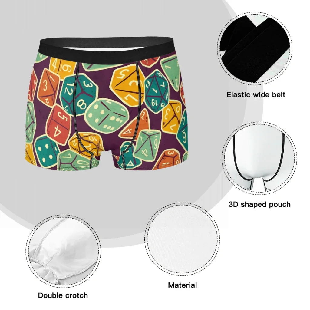 Dice Bag DnD Game Underpants Homme Panties Men's Underwear Print Shorts Boxer Briefs