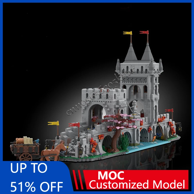 

3168 PCS MOC Medieval River Crossing Modular Castle Model Building Blocks DIY Creative Assembly Bricks Toys Kids Halloween Gifts