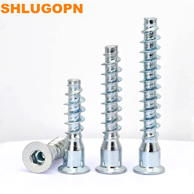 SLGP 5/10/20PCS Hex Socket Cap Drive Countersunk Flat  Head Furniture Confirmat Wood Screws for Wood DIY Knock Down K/D  Screws