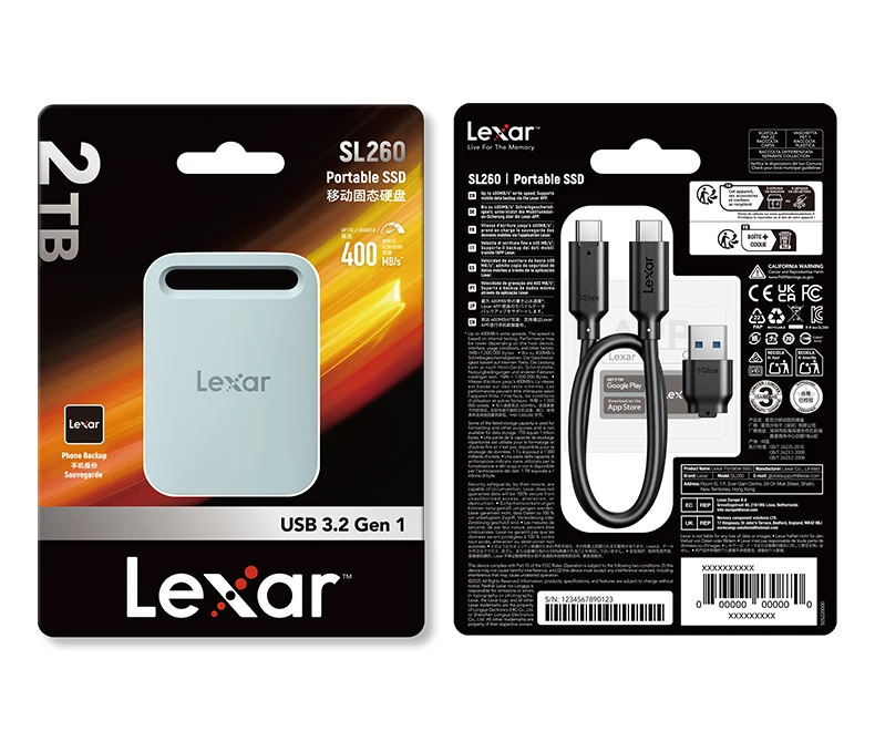 Original Lexar SL260 Air Tragbare SSD 512GB 1TB USB3.2 Gen1 Typ-C 400MB/s Ultraleicht Sturzsicher Für Handy Laptop Mac PC – Detail 26