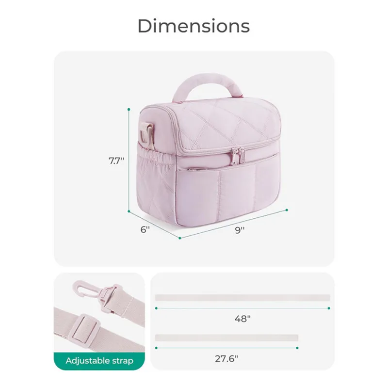 Thermal Lunch Bags Cute Quilted Lunch Box Lightweight Puffy Women's Bag Thermal Cooler Bag Lunch Bag for Woman Handbag