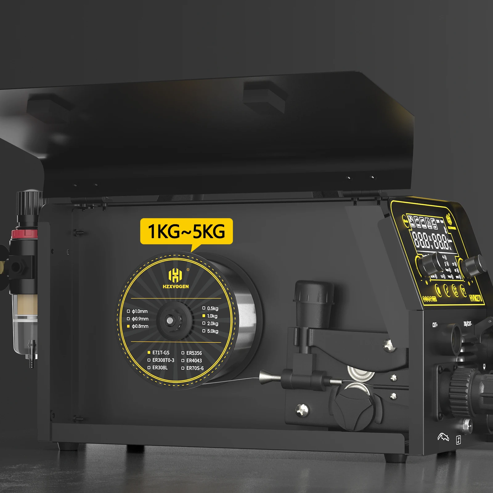 AA 6 In 1 HVM270 MIG TIG CUT MMA And Flux Welding Machine HITBOX Gasless MIG Flux Core Wired HZXVOGEN