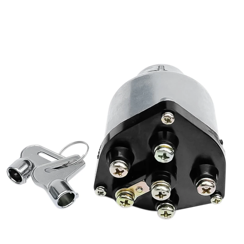 Good for JK406 Car Truck Start Ignition Switch with 2 Keys Preheat Start Switch with 6 Wiring Points for Car Tractor Trailer