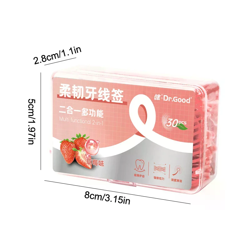 30 stks/doos Fruitsmaak Volwassen Tandzijde Wattenstaafje Draagbare En Gladde Reiniging Tandzijde Stok Schoonmaken Mondholte Thuis