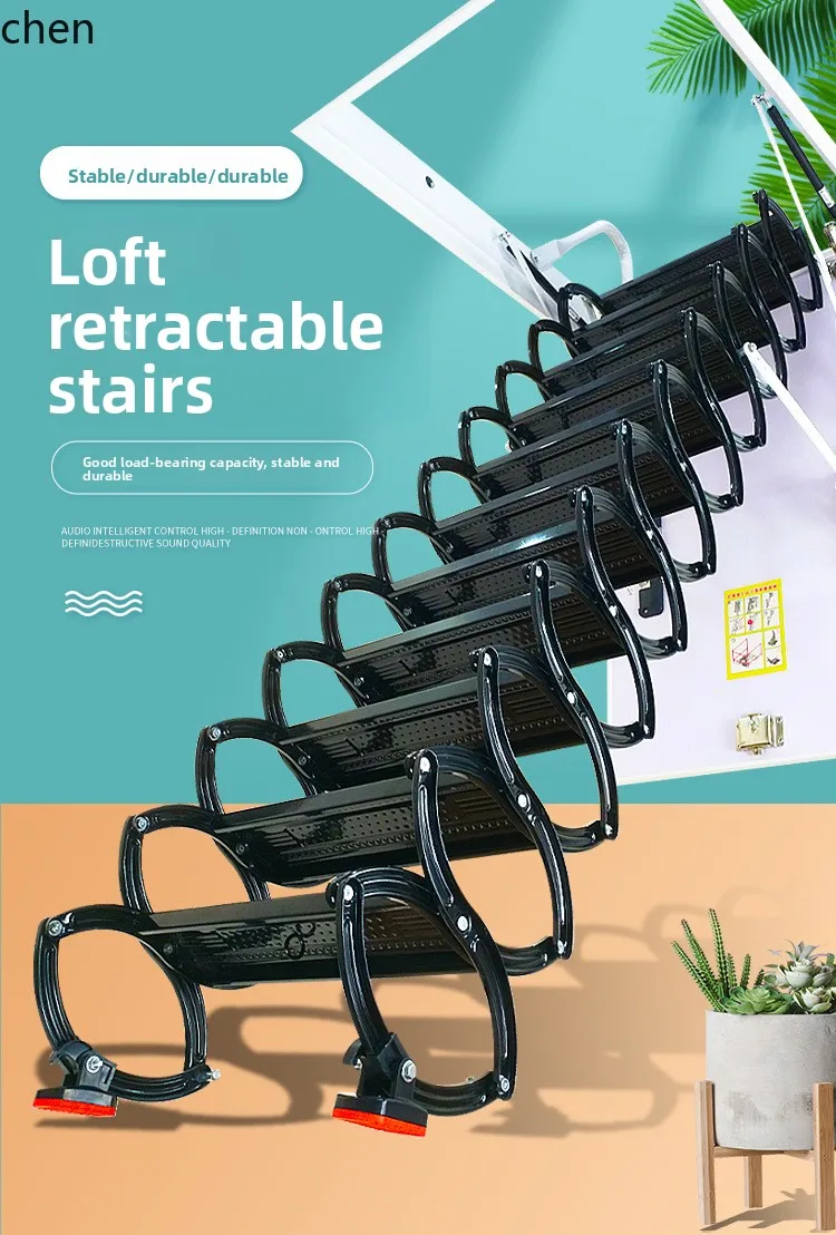 PYH Carbon Steel Hidden Attic  Ladder for Home Indoor Outdoor Attic Stair Folding Invisible Stretch Ladder