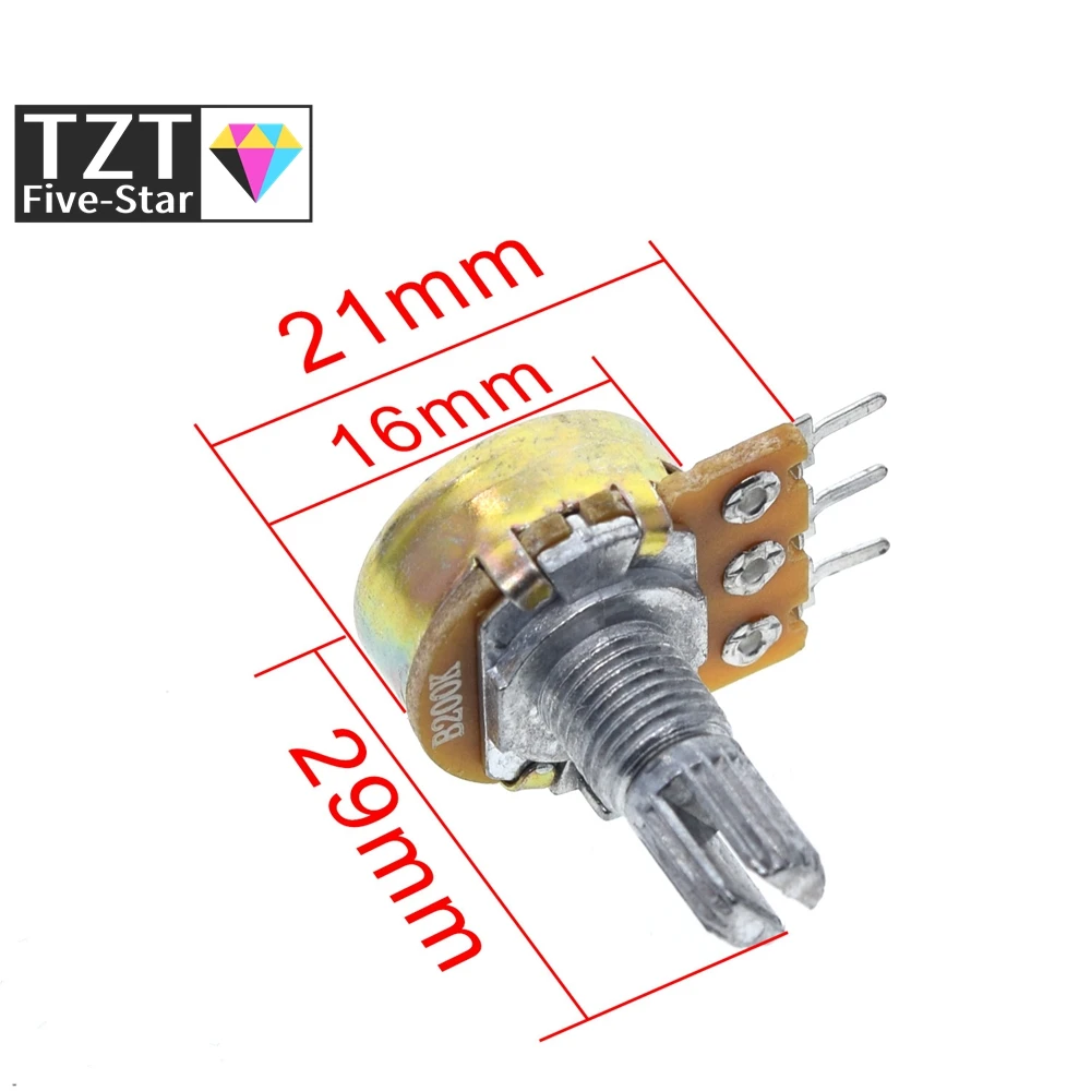 WH148 Linear Potentiometer 15mm Shaft With Nuts And Washers 3pin WH148 B1K B2K B5K B10K B20K B50K B100K B250K B500K B1M